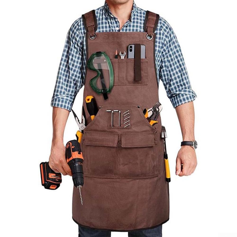 Delantal de soldadura resistente, lona gruesa, equipo de taller, almacenamiento de herramientas con múltiples bolsillos, ropa encerada para herrero, carpintería