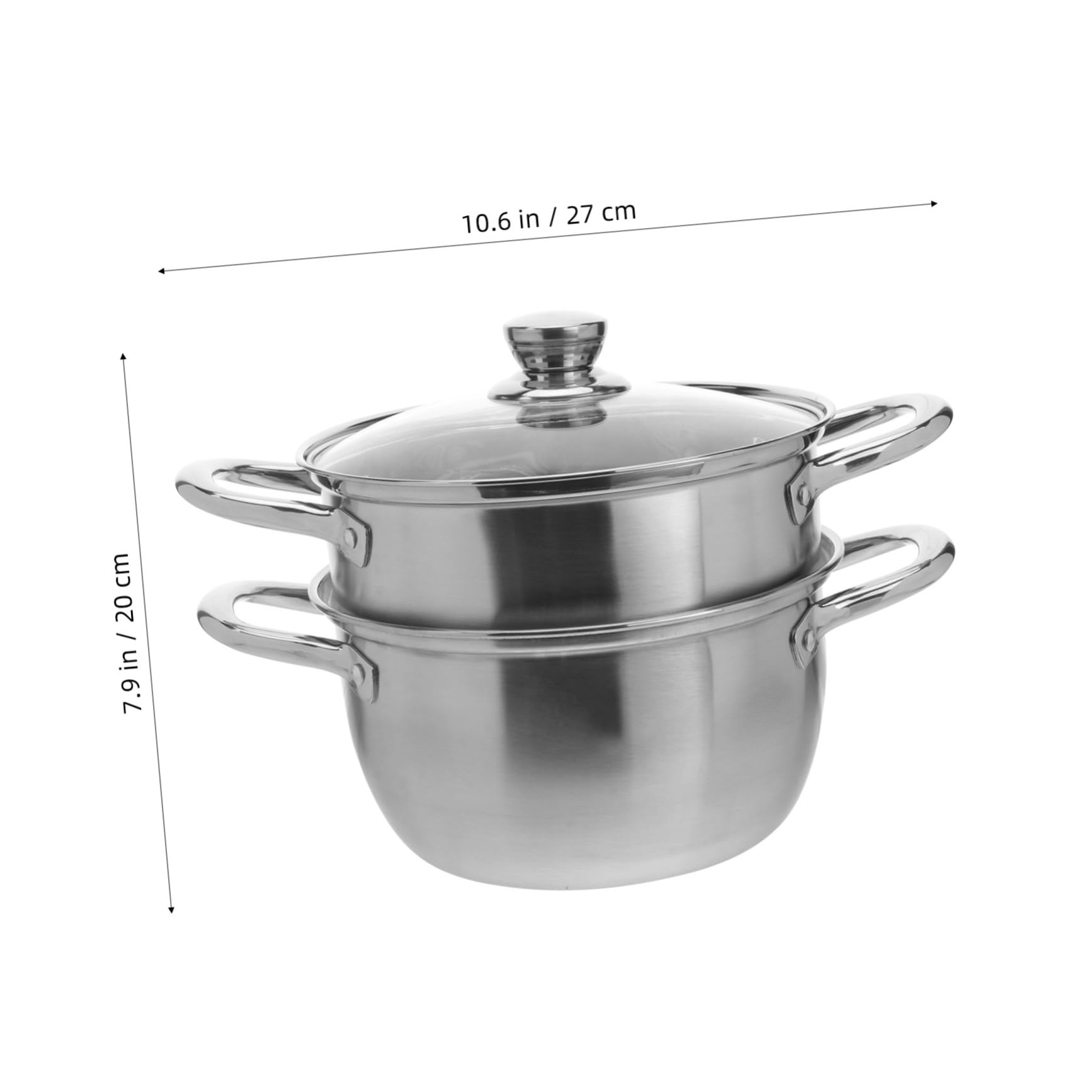 Gatuida Olla Acero Inoxidable Vaporera de Doble Capa para Cocinar y Cocer al Vapor, Tapa Alta Asa, Apta Cocina