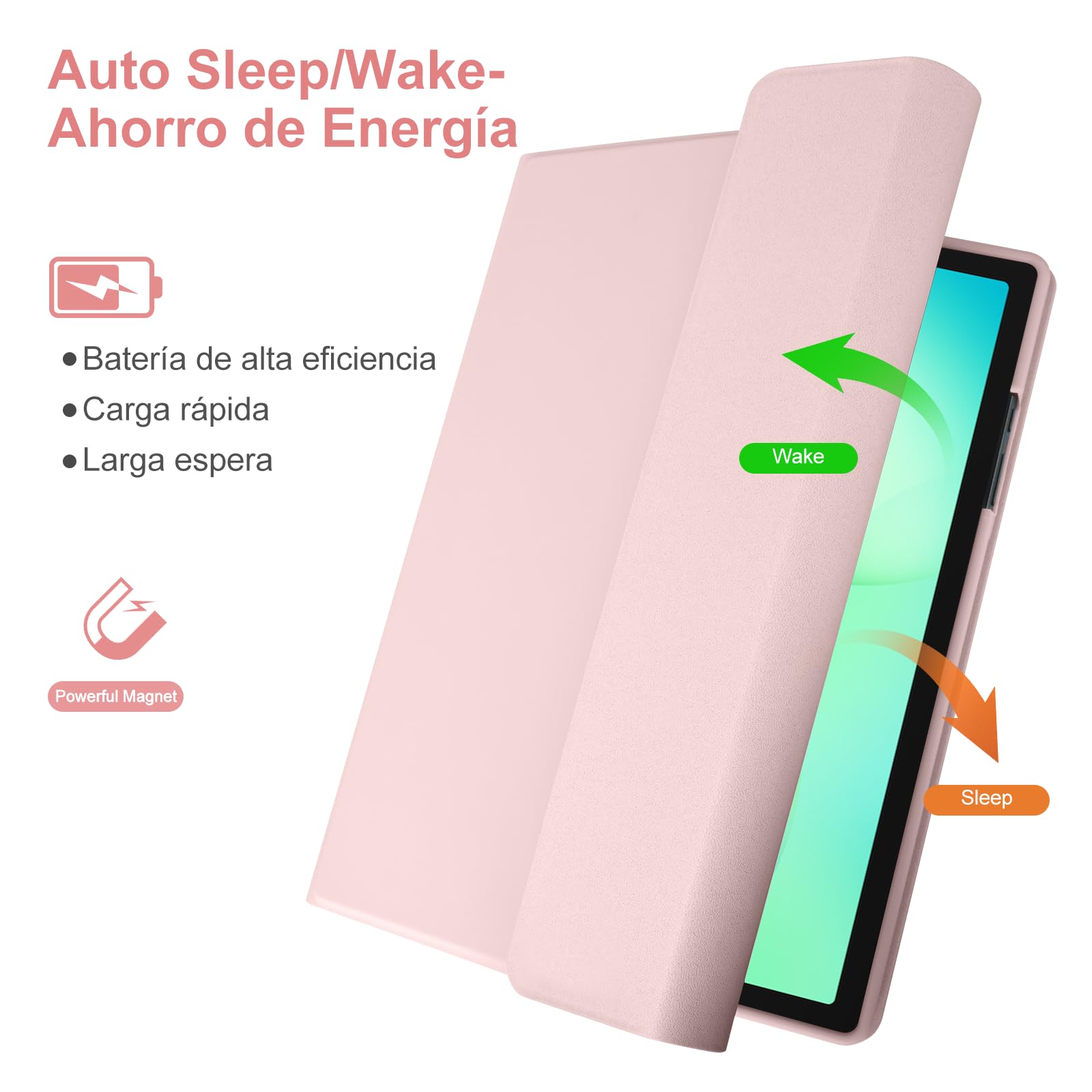 GAOJIE Funda con Teclado para Samsung Galaxy Tab A11 Plus 2025 & A9 Plus 2023 11 Pulgadas SM-X210/X216/X218, Español Ñ Bluetooth Teclado Magnético, Funda Protectora para Galaxy Tab A9+(Rosa)