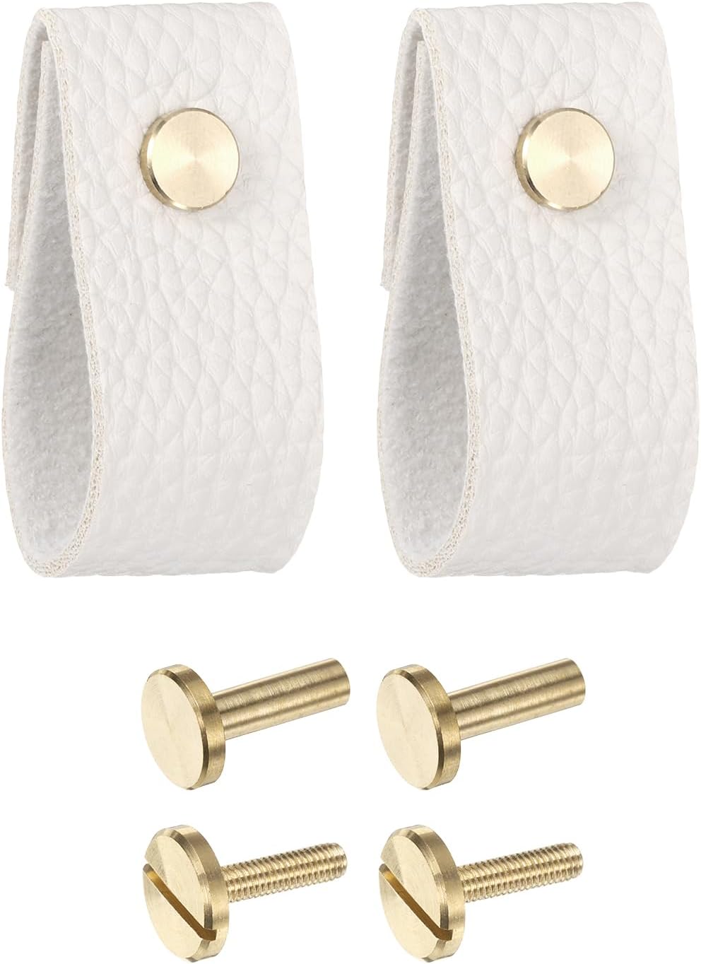 uxcell 2 Pack Leather Drawer Pulls Leather Dresser Pull Knobs Handles Replacement of Traditional Knobs for Dresser Drawer, Closet, Kitchen Cupboard, White