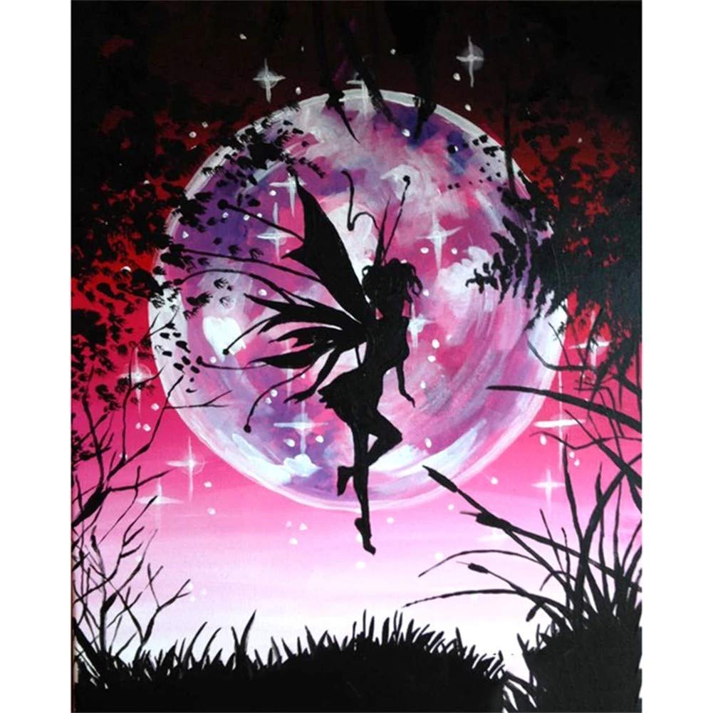 Kit Peinture Diamant Fée Papillon 5D DIY Grand Format 70x90cm avec Strass Rond Broderie Diamond