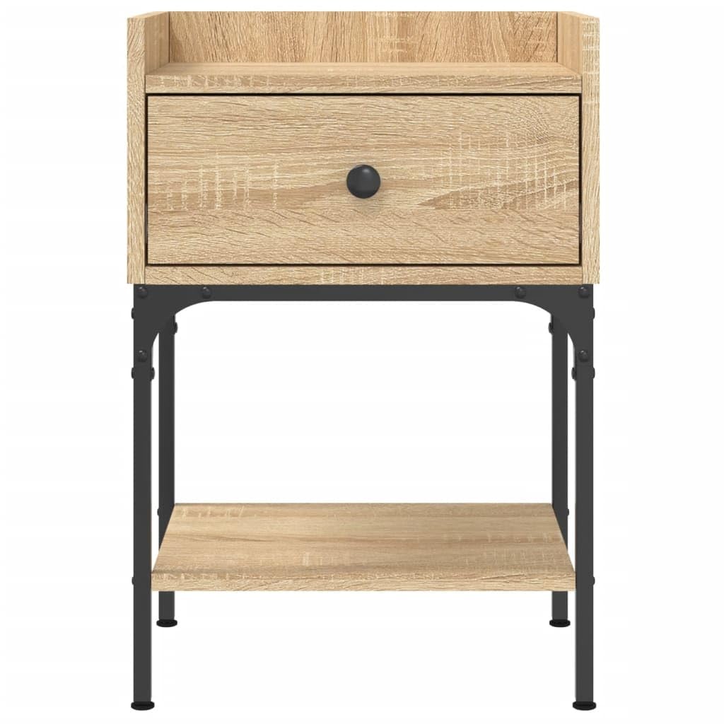 Eleganter Nachttisch aus Holzwerkstoff mit Stauraum, verstellbaren Beinen und robustem Eisenrahmen für Stabilität und Organisation im Schlafzimmer