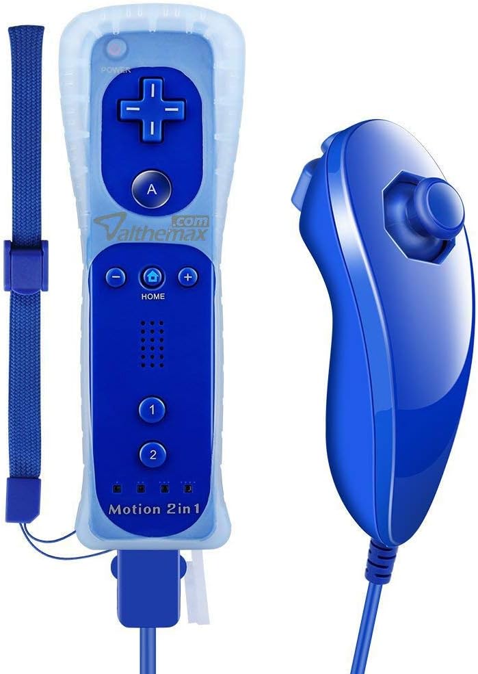 Non-Slip Anti-Slip Comfort Grip Remote Controller nunchuk Basic White for Nintendo Wii/Wii Mini/Wii U (Built-in Motion Plus, Dark Blue)