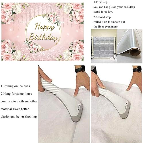 Miniatura 7 de Telón de fondo de cumpleaños floral de oro rosa, letrero de feliz cumpleaños, fondo bokeh, mujeres, niñas, princesa, adultos, decoración de fiesta