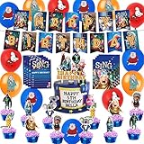 Sing Movie Party Supplies birthday Party Decorations Includes Banner, Cake Topper, Cupcake Toppers,...