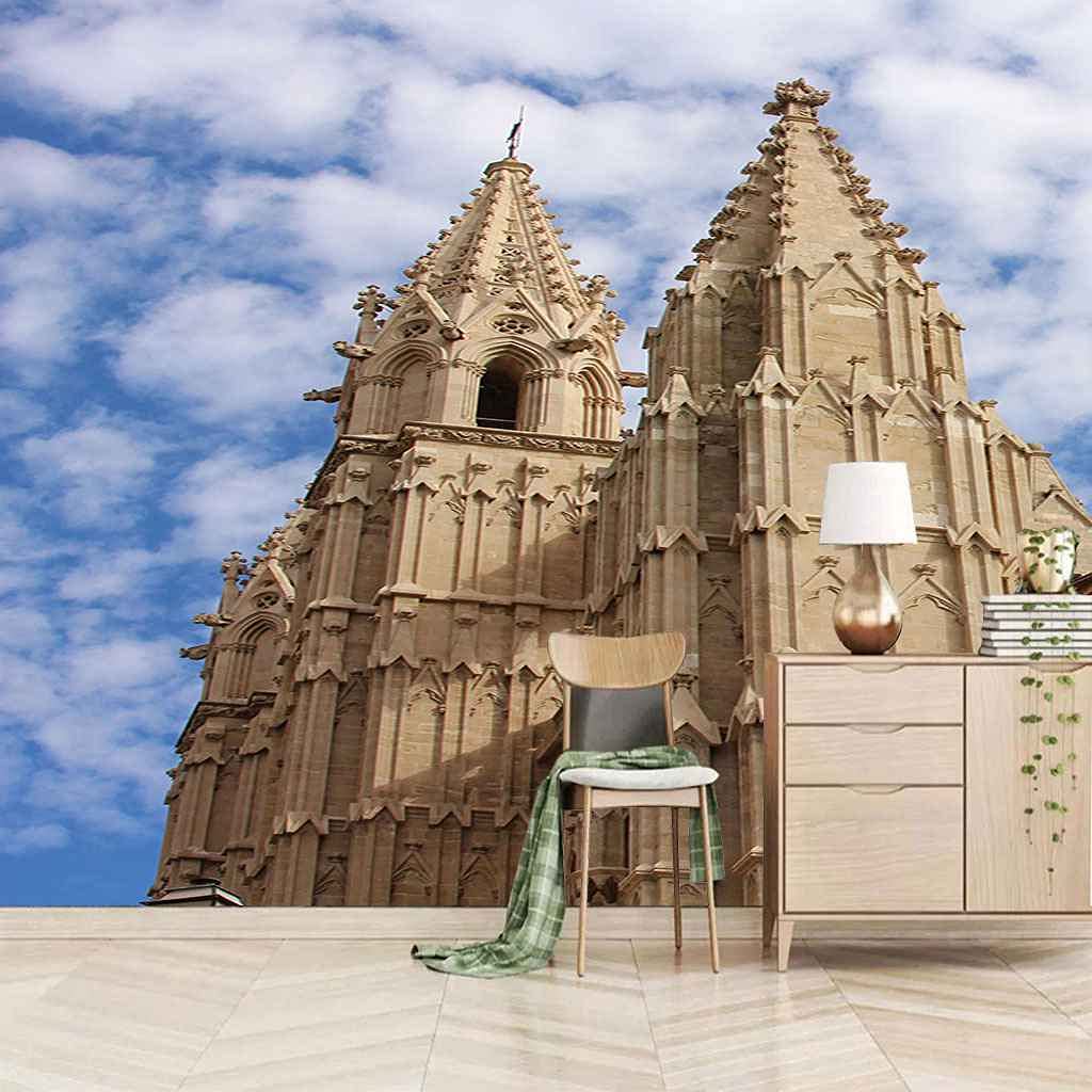 Papier peint 3D château moderne 150x105 cm pour décoration salon