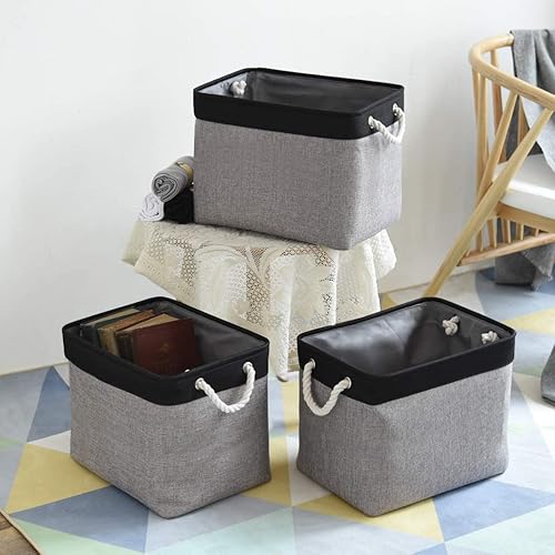 Miniatura 8 de TheWarmHome Cesta de almacenamiento para organizar - cubo de almacenamiento de 16 x 12 x 12 pulgadas, paquete de 3 cubos de almacenamiento de tela,