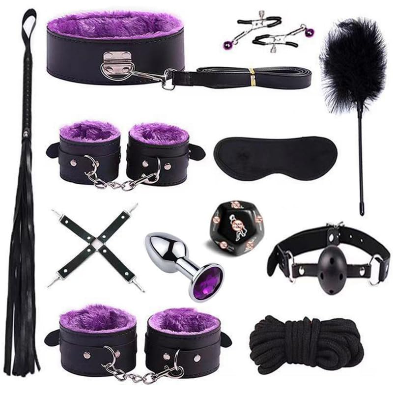 BDSM Bracelet 12 PièCes Accueil Gym Accessoires d'exercice pour Les Hommes Et Les Femmes, avec Bracelets RéGlables Et Bandes De RéSistance - Q (Violet)