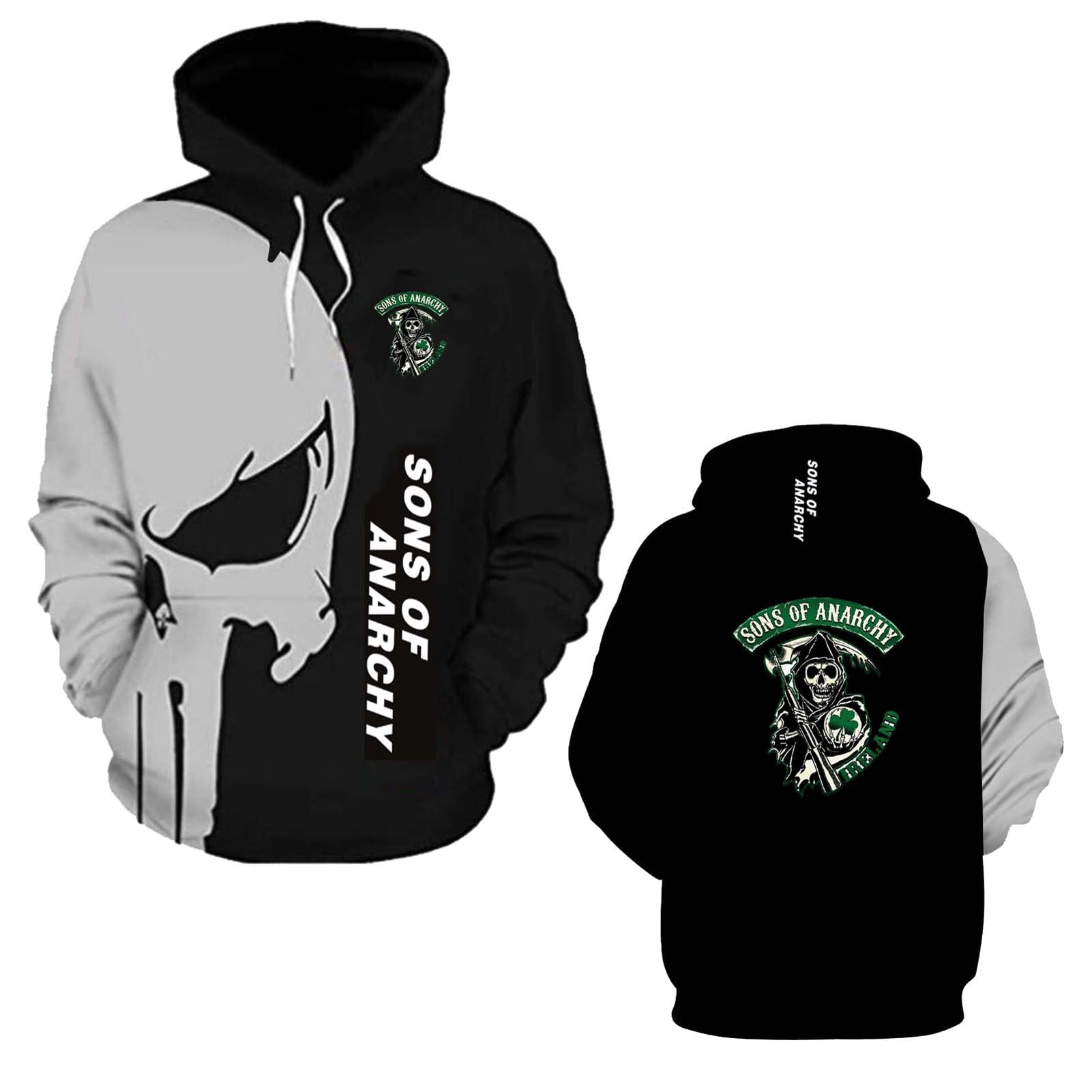 JANZBZSU Men‘s Printed Hoodies for A.na.rc.h.y S.on.s Long Sleeve Tops Hoody Spring Autumn Coats Soft 3D Jackets Hooded Sweatshirt Athletic Outwear Pullover-B||x_l
