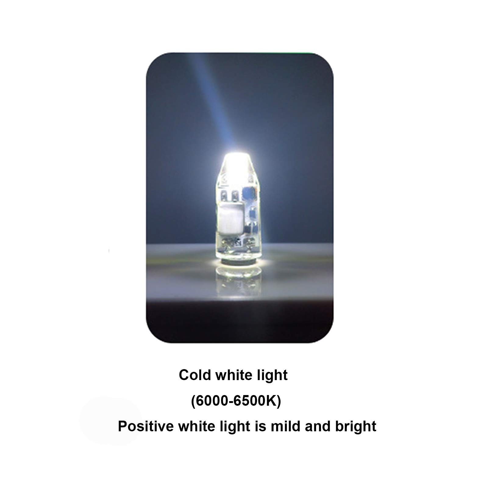 Bombilla LED G4, Bombilla básica doble clavija, 2 W CA/CC, frío 6500 K, equivalente a una bombilla halógena 20 W, bombilla LED no regulable, adecuada paisajes domésticos