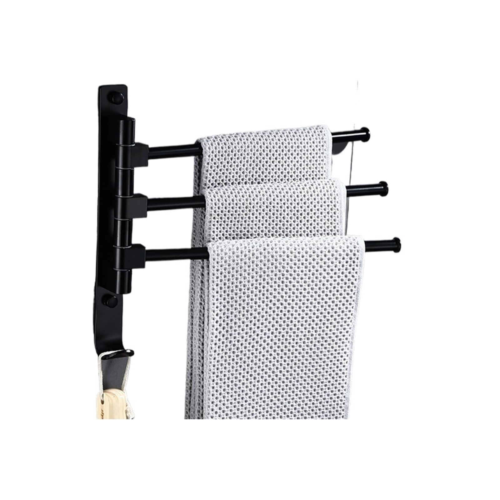 No Punching Bathroom Movable Towel Bar Hair Rotating Rack Toilet Wall Hanging Storage for Bathroom(F)
