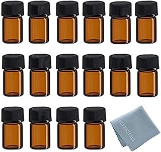 50Pcs 2ml Oil Bottles for Essential Oils (5/8 Dram) Amber Glass Vials Bottles, with Orifice Reducers and Black Caps