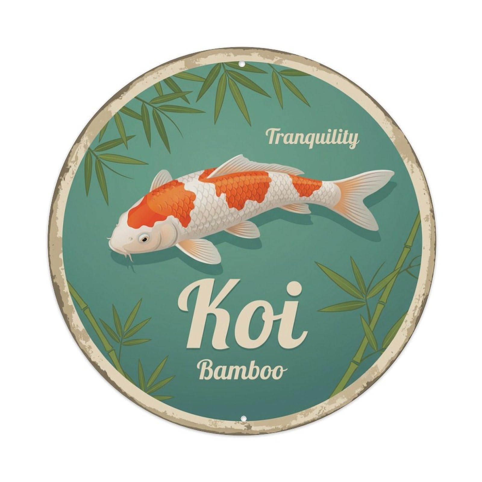 Koi Fish Tranquility Bamboo Peaceful Grove Quiet Waters Zen Metal Tin Sign