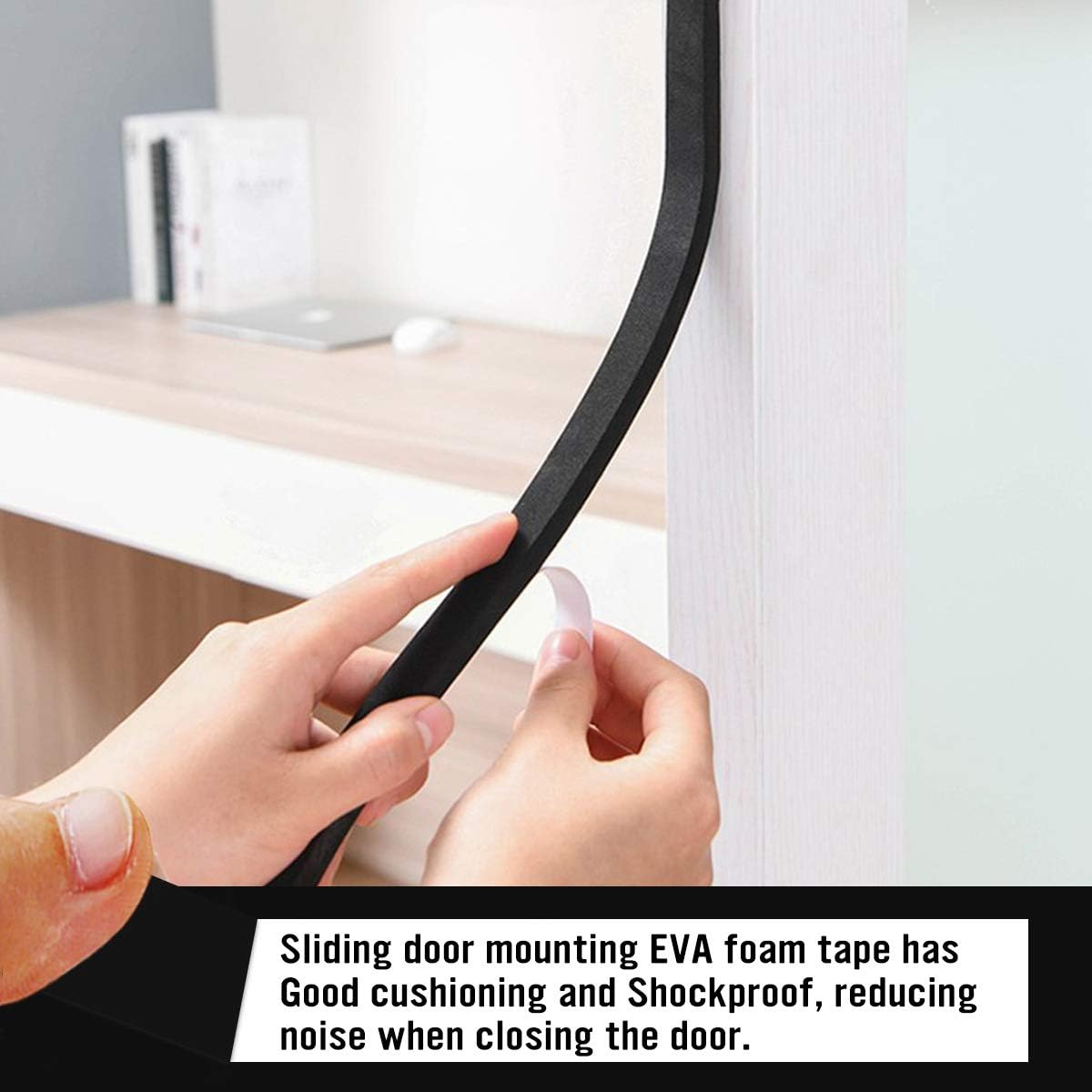 Seal Foam Tape,1/8" Thick-1/2-33ft 2Rolls, Weather Stripping for Door and Window,High Density Single Sided Closed Cell Door Insulation Weather Strip, Black