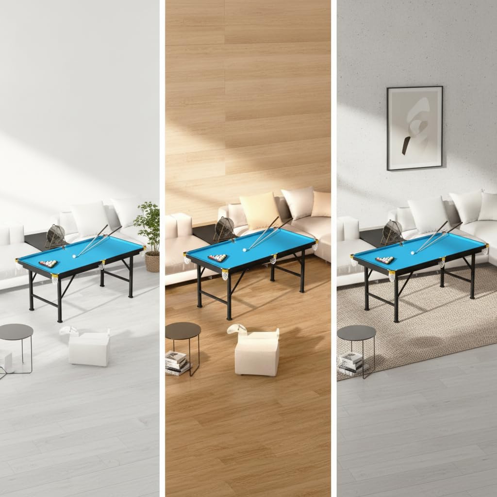 Mesa Billar Compacta para Niños, Futbolines para Niños y Adultos, Altura Ajustable con Accesorios