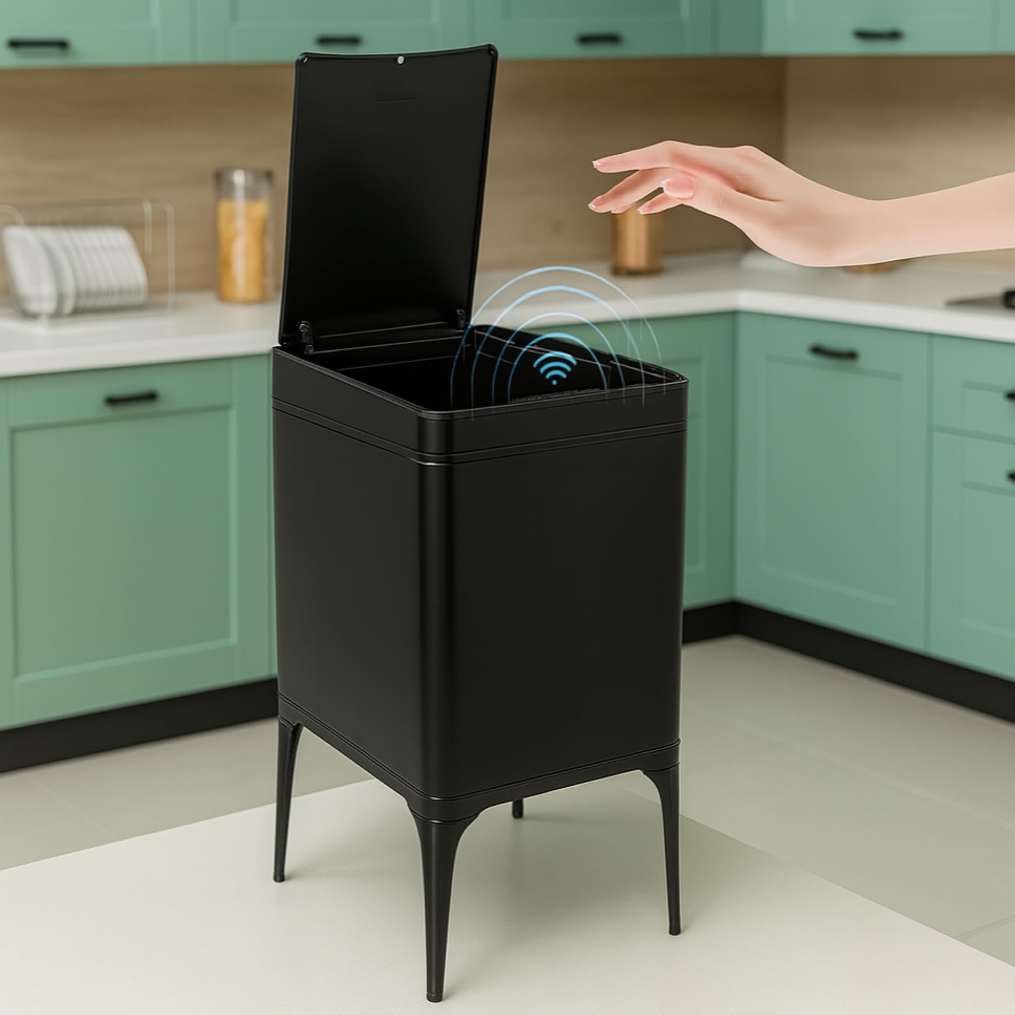 The Better Home 22L Smart Dustbin For Home| 1 Yr Warranty | Smartbin For Bathroom | Automatic dustbin For home | Steel Bin With Lid | Office Trashcan | Garbage Bin - Black