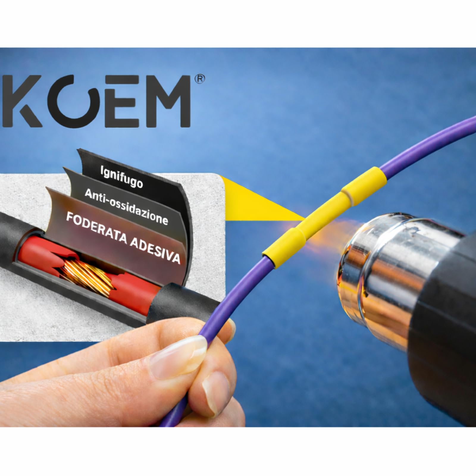 Tubo termocontraíble, relación 2:1, alta resistencia a la tracción, impermeable, para cableado eléctrico y automotriz (amarillo, Ø20 mm x 100 m)