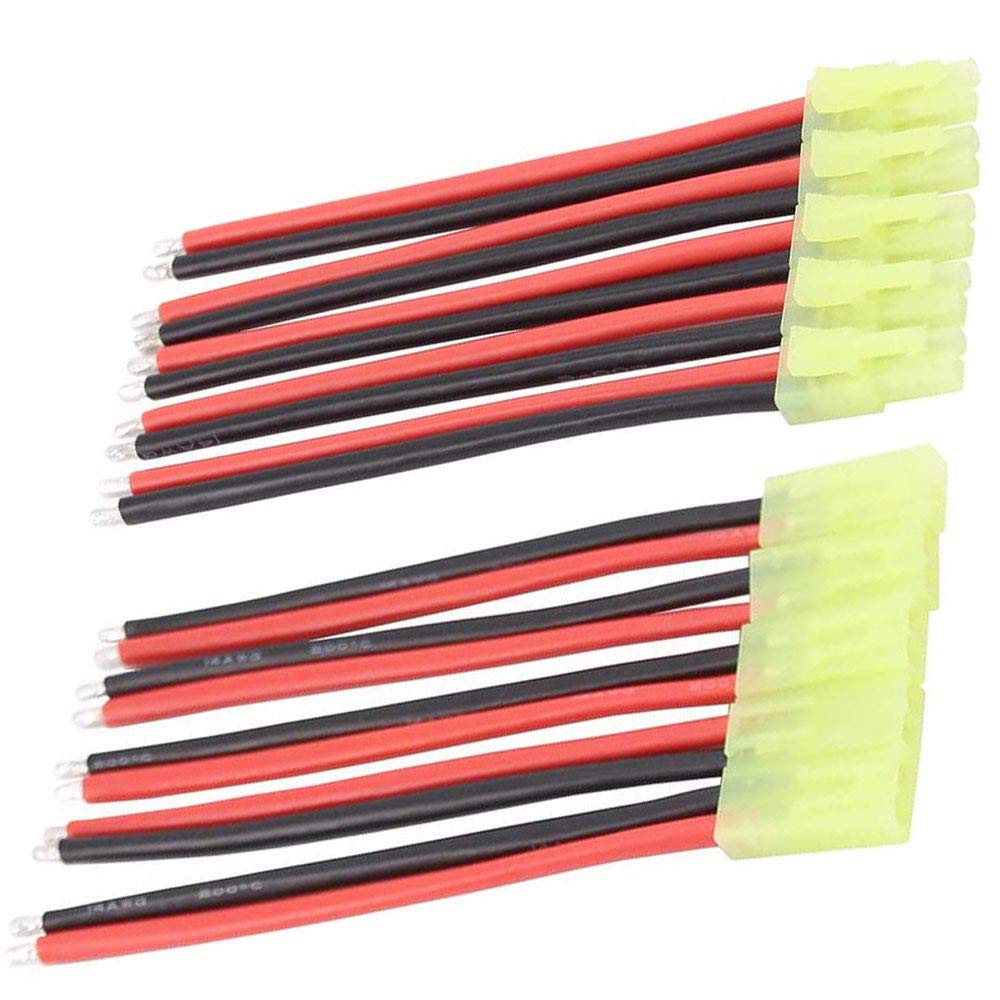 YLP Tamiya Connector Male & Female Plug with 100mm 14AWG Soft Silicone Wire for RC Speed Racing Model Speed Controller Battery ESC (Pack of 5 Pairs)
