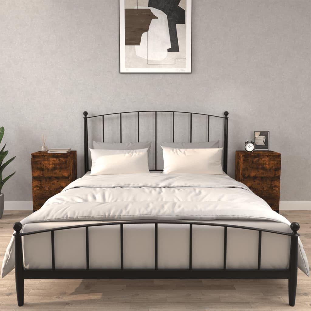 vidaXL Table de Chevet 2 pcs, Armoire de Nuit avec Rangement, Armoire de Lit, Meuble de Chambre à Coucher, Industriel, Chêne Fumé
