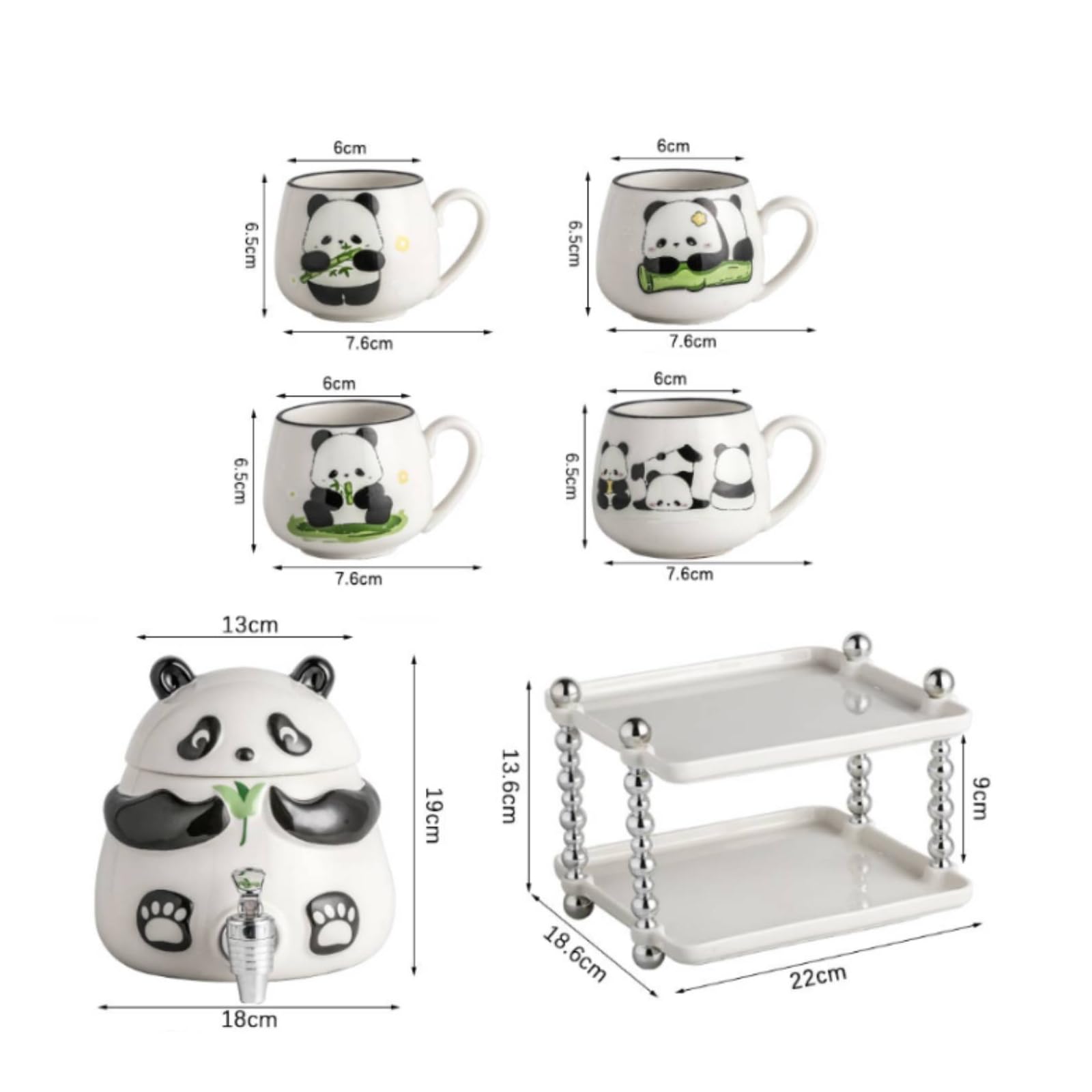 Colcolo Getränkespender Panda Wasserspender Tischzapfer Getränkebehälter mit Dicht Schließendem Deckel Stabile für Wohnzimmer Esszimmer Büro, Style to 3