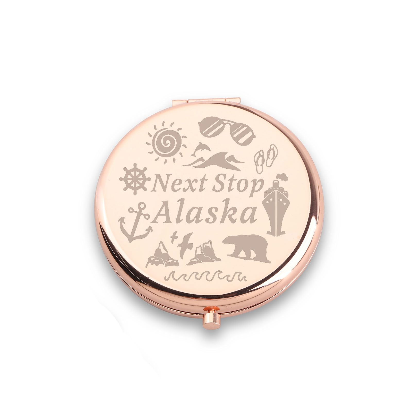 WUSUANED Alaska Gezisi Makyaj Aynası Sonraki Durak Alaska Ayna Alaska Yolculuk Hediyesi Yolculuk Gemisi Hediyeleri Alaska Gezgin Hediyesi (Alaska Seyahat Aynası)