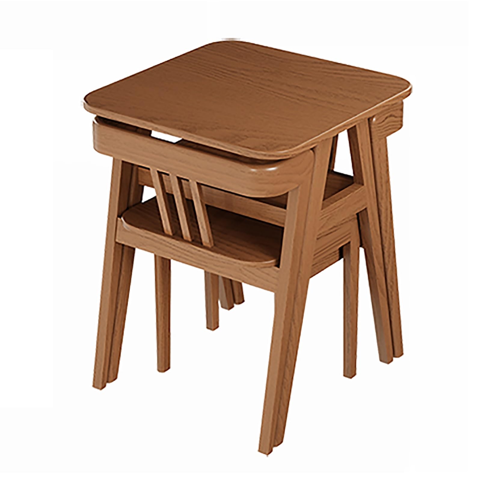 Fancial 3-Piece Dining Table Set - Square Wood Table & 2 Chairs, Brown, For Small Spaces