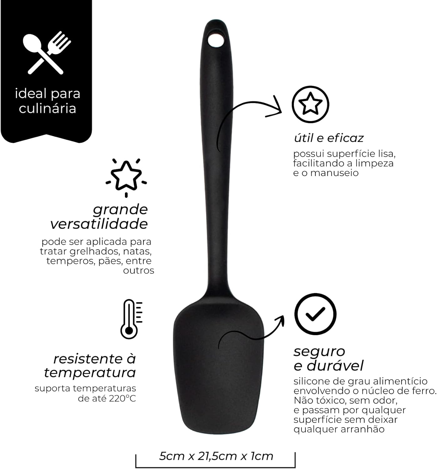 Mimo Style Utensílios Espátula De Silicone, Preto, 21.5 X 5. Veja Isto! 2