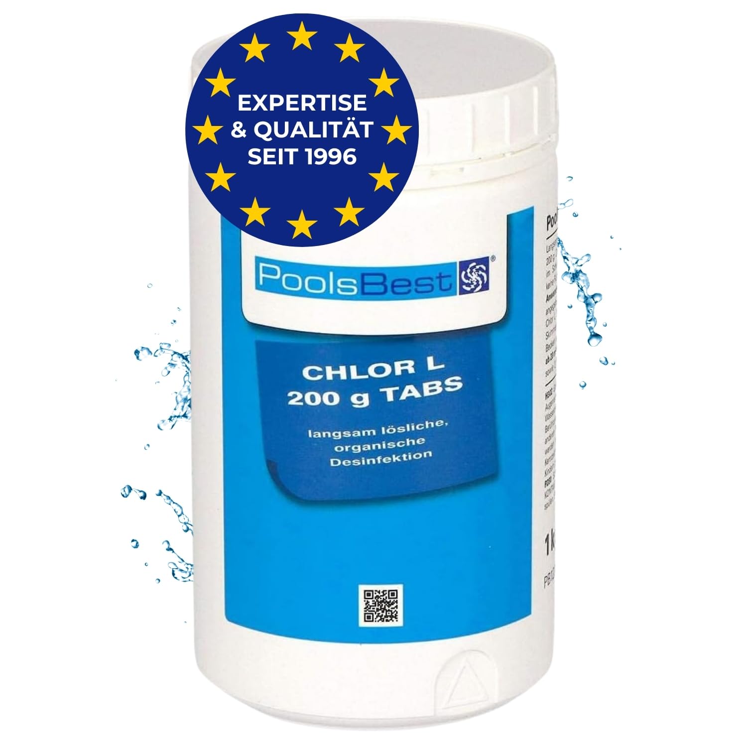 PoolsBest 1kg Chlor L 200g I langsamlösliche Chlortabletten für Pool I hochwertige Poolpflege Chlortabs I Langzeit Tabs mit 92% Aktivchlor I Pool-Chlor-Tabletten zur Desinfektion