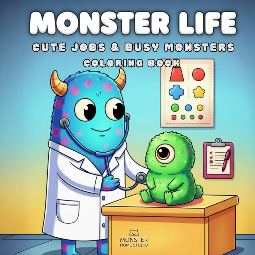 Monster Life: Cute Jobs & Busy Monsters — Coloring Book for Kids, Teens & Adults (40 Fun Pages to Color) (Monster Life: Cute & Cozy Coloring Book Series)