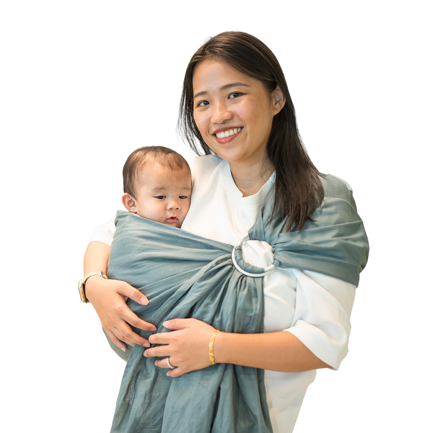 Soulslings Ring Sling Baby Carrier - Juniper | 0 to 4 Years Baby Sling | Soft Breathable Natural Fibres | Ergonomic Newborn to Toddler Carrier with Gathered Shoulder Design-image-31