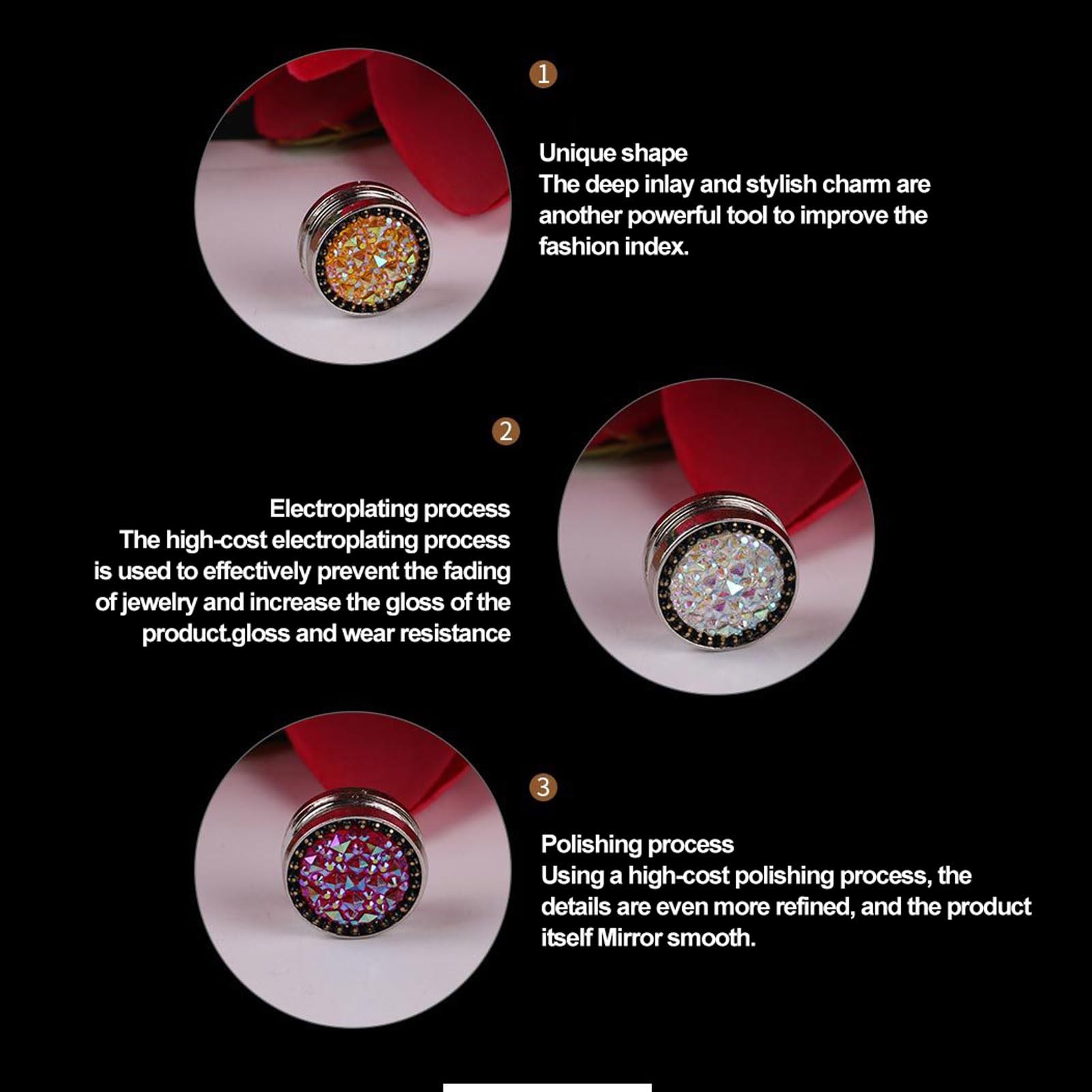 Magneti Sciarpe Islamiche Set 6 Paia Magneti Per Hijab Con Strass - Potenti E Decorativi Per Velo E Sciarpe Spille Velo Magnetiche - 12
