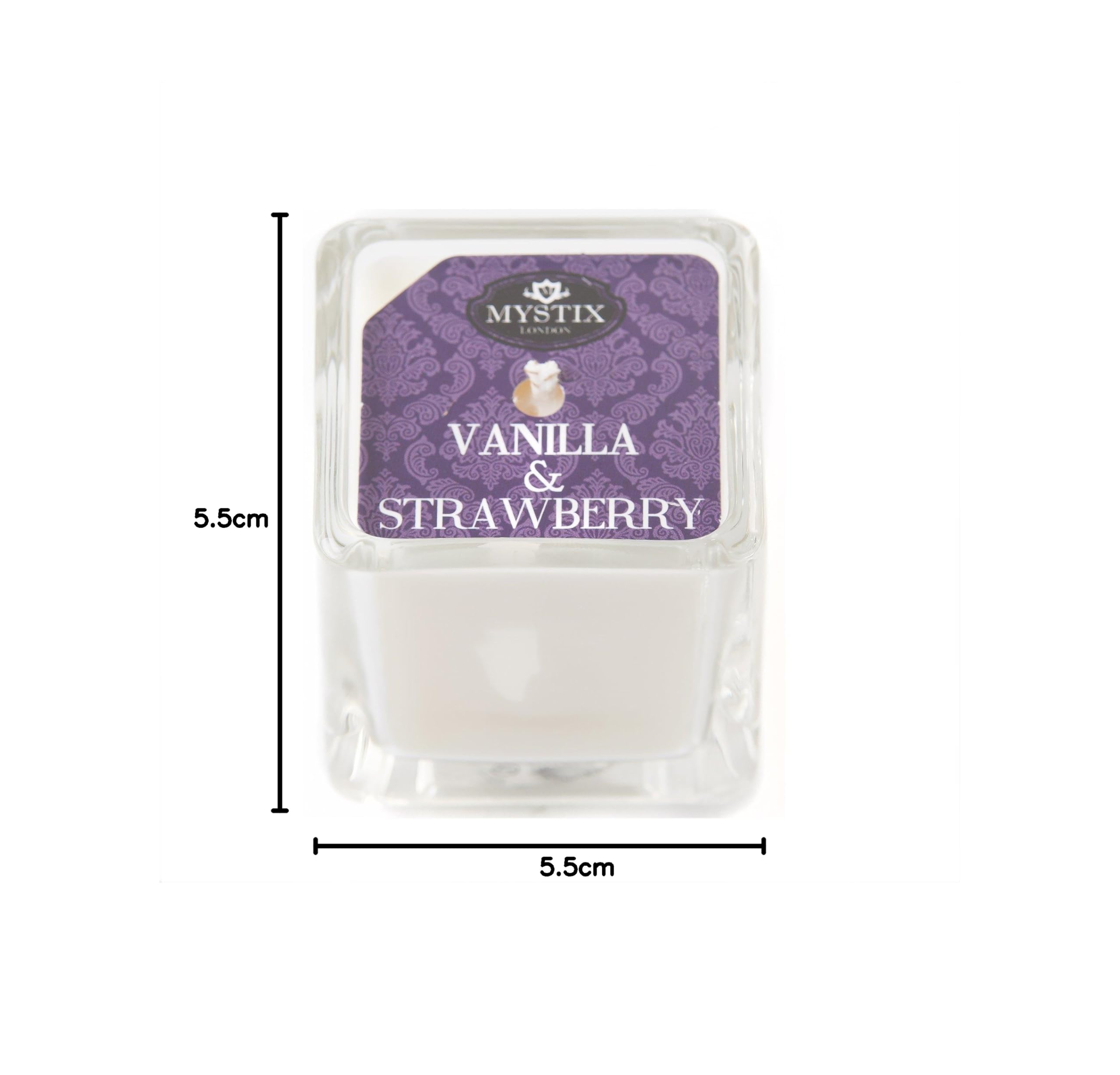 Mystix London | 5 x Vanilla & Strawberry - Duftkerze klein 8cl | Best Aroma für Home, Kitchen, Living Room und Bathroom | ideal as a Gift | Reusable Glass Jar