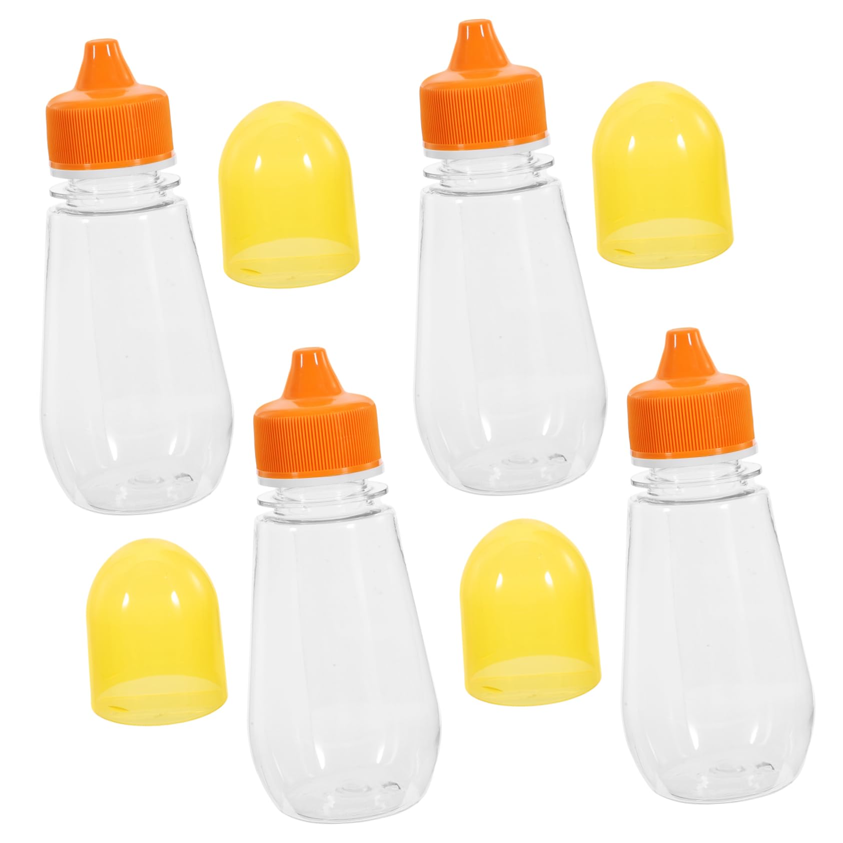 Sosoport 4Pcs Honey Squeeze Bottles Storage Container with Leakproof Lid Pet Dispenser Jars for Honey Syrup and Sauces for Kitchen and Food Packing