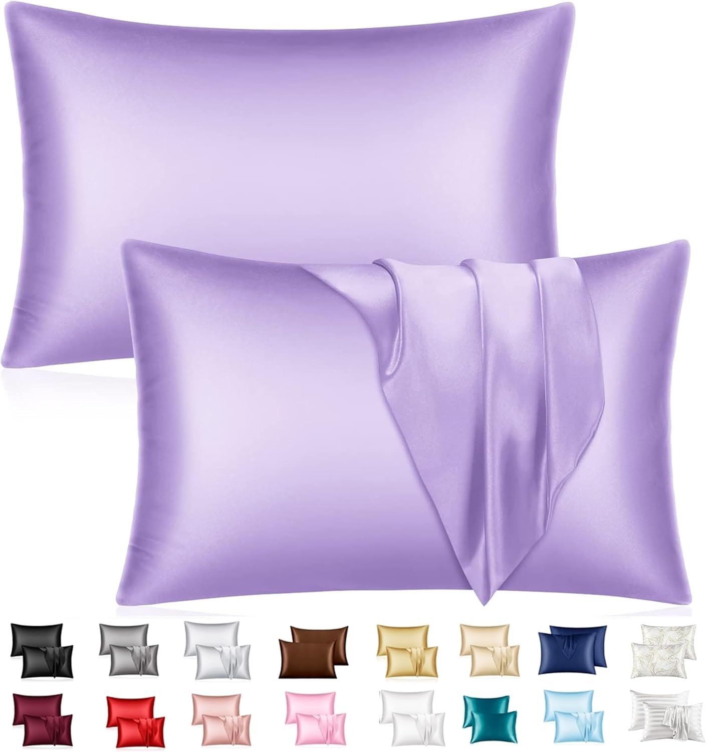 Federa per cuscino in raso per capelli e pelle, 100% seta di lusso, 2 federe morbide e traspiranti, 40 x 80 cm (bianco) | Leroy Merlin