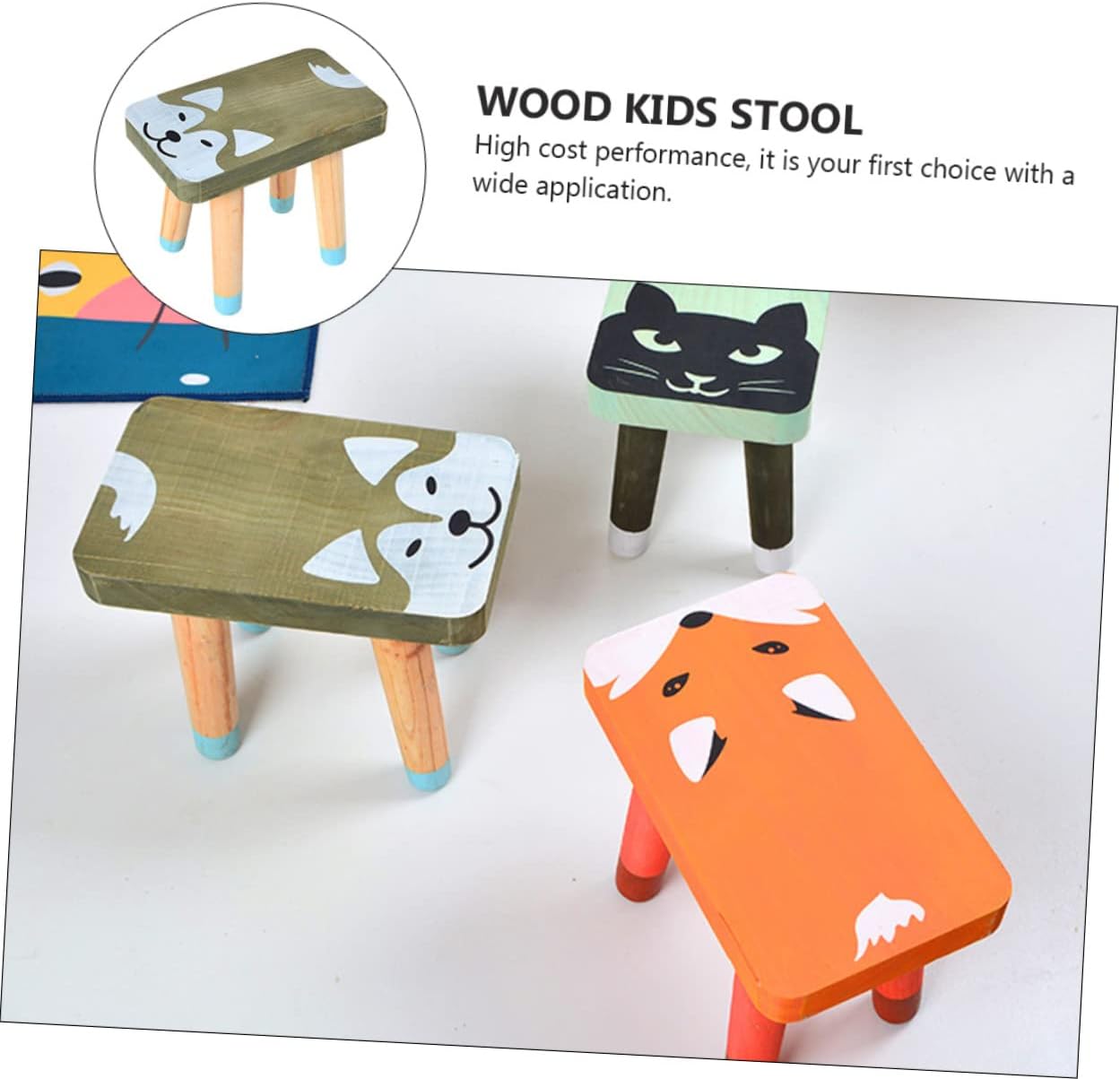 KICHOUSE Boy Girl's Step Stool Boys and Girls Potty Stool Wood and Footstool Low for Home and Bathroom Use
