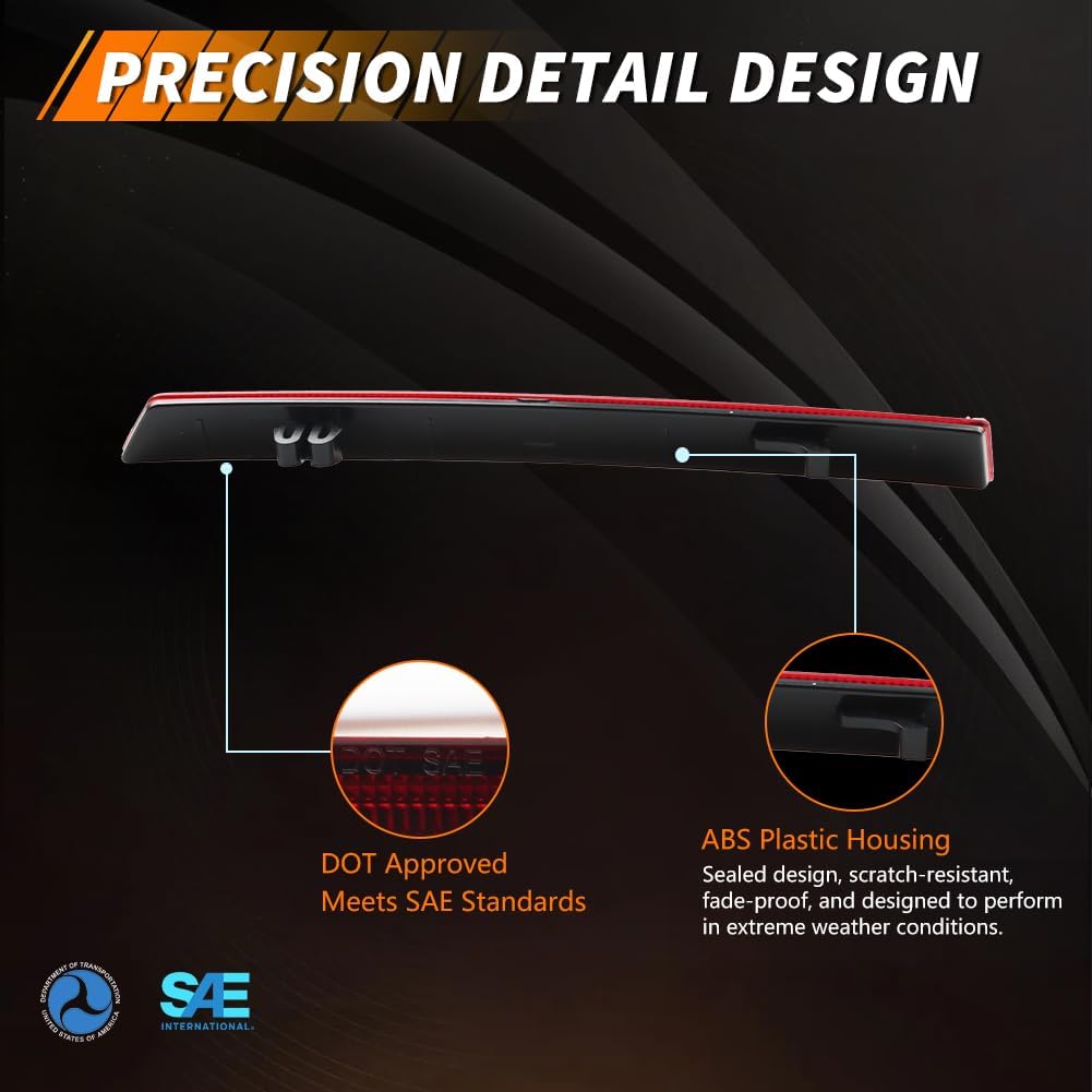 Rear Bumper Reflector Compatible with Fo-rd Must-ANG 2013-2014, [DOT] [Waterproof] Rear Bumper Reflector Housing [No Bulbs], Replace OEM #DR3Z15A448A, 1 Pair, Red Lens