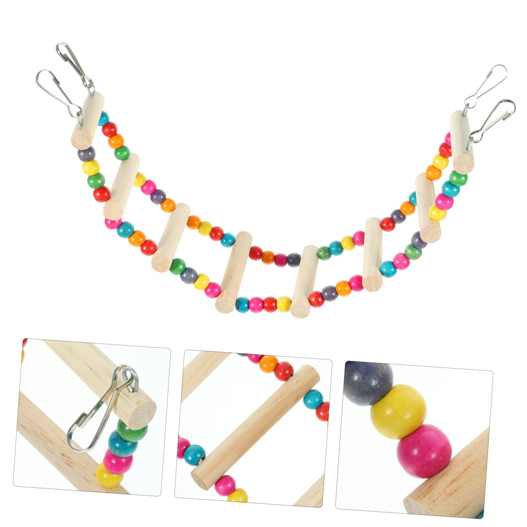 COLLBATH Colored Wooden Bird Cage Ladder Toy for Parrots Climbing Chewing Features