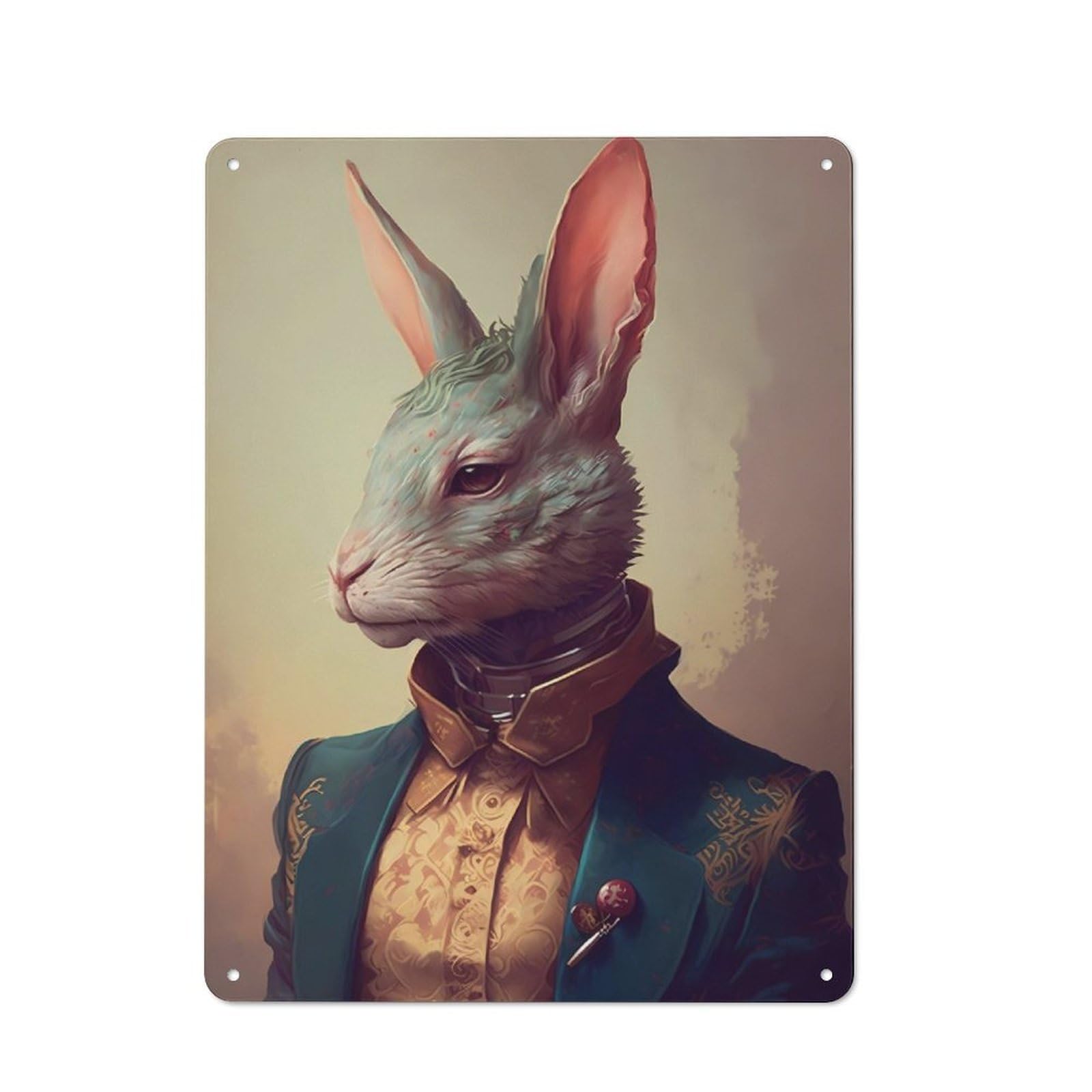 Junmoney Rabbit Delightful Vintage Tin Sign 40X30cm With For Guest Room Or Hallway, Suited To Wall Displays In Guest Rooms And Hallways