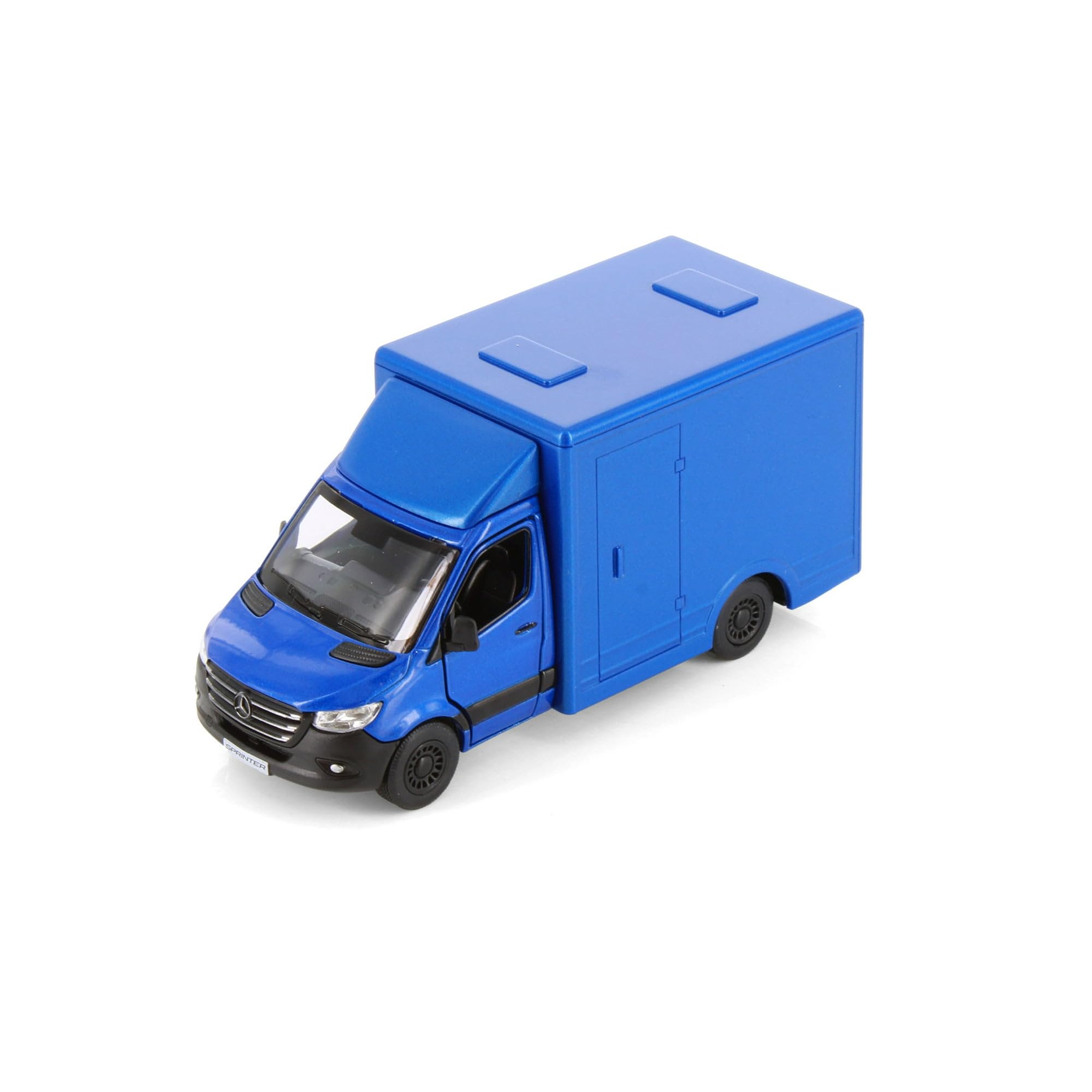 KiNSMART - Mercedes-Benz Sprinter Cargo Van 1:48 scala O 5" Die Cast Metal Model Toy Van, pullback Action (Blue Box Truck)