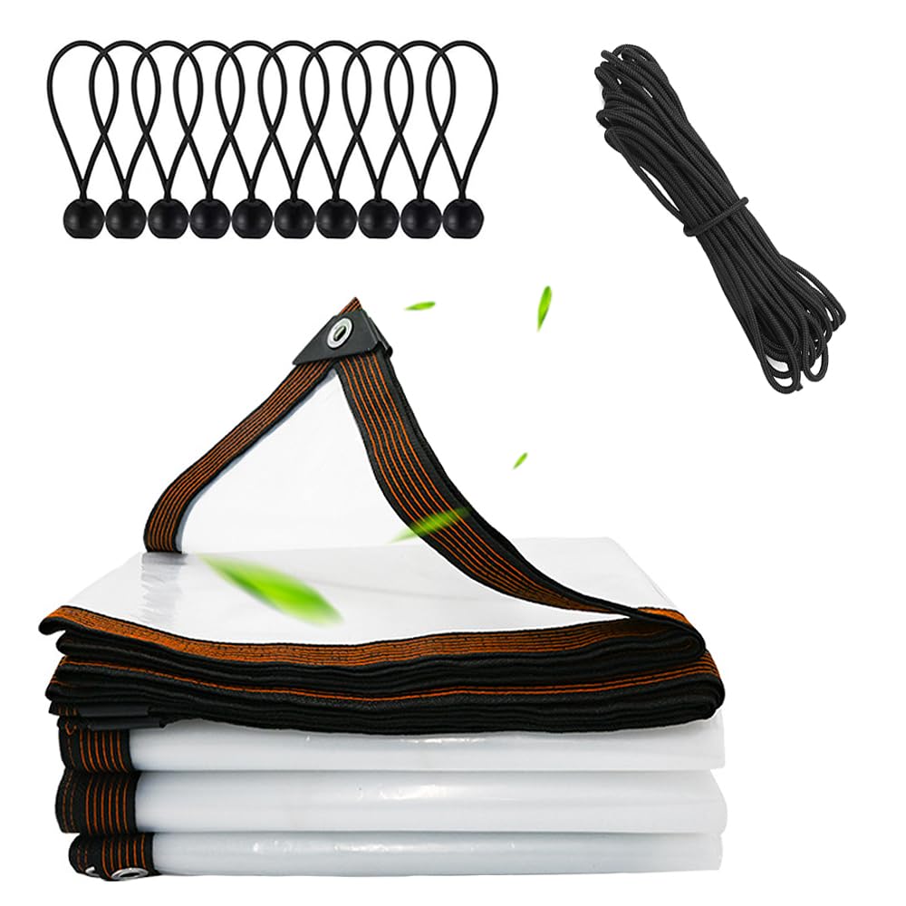 Lona Impermeable Transparente con Ojales,Plastico para Invernadero,Lona Impermeable Exterior,Lona de Plástico Transparente,PVC Resistente al Viento,para Plantas, jardín, Muebles(3MX4M)