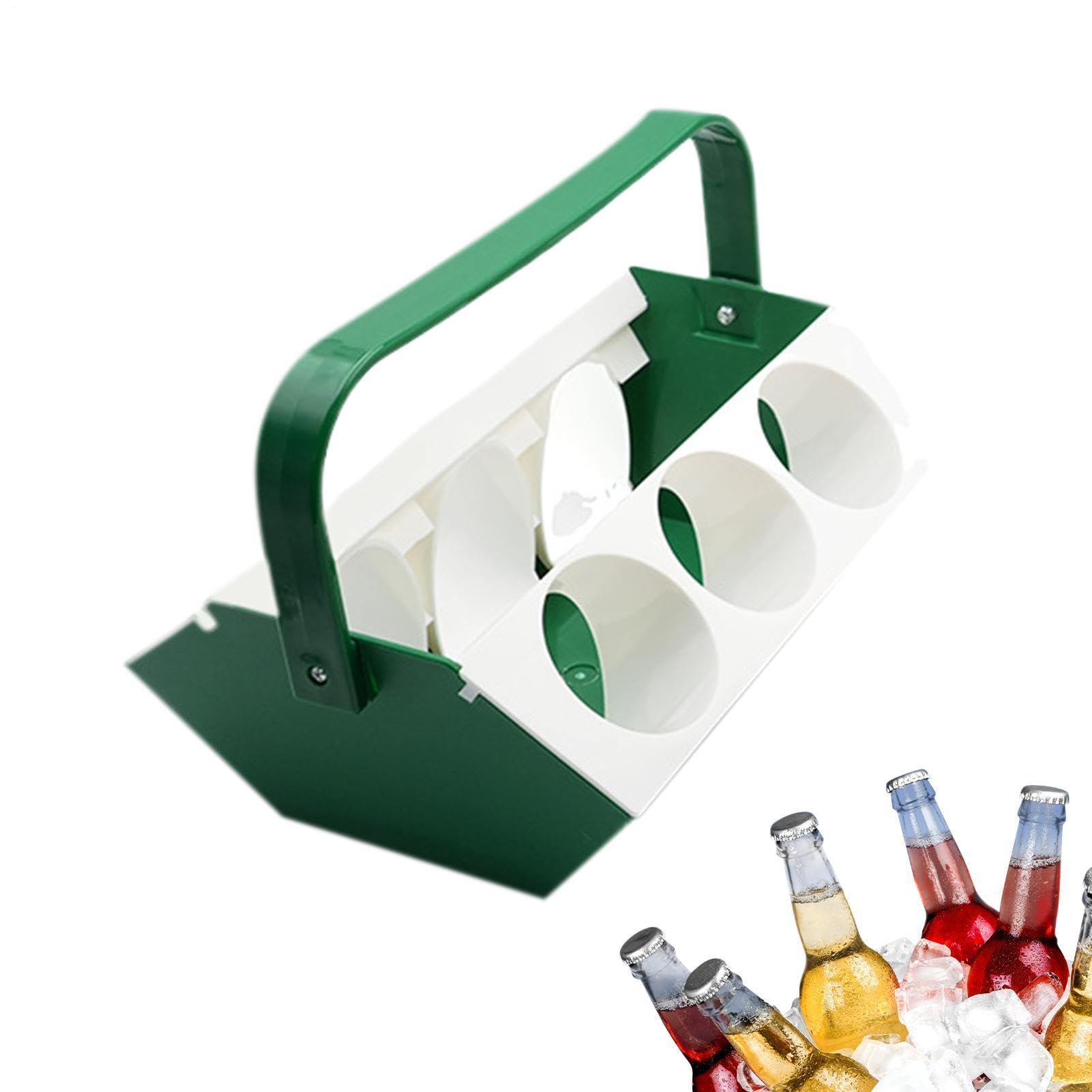 Porta bevande con manico, vassoio portatile per il trasporto della birra con scomparto per il ghiaccio, 6 scomparti, per viaggi, campeggio, pesca, escursionismo, escursioni, sport, uscita, giardino