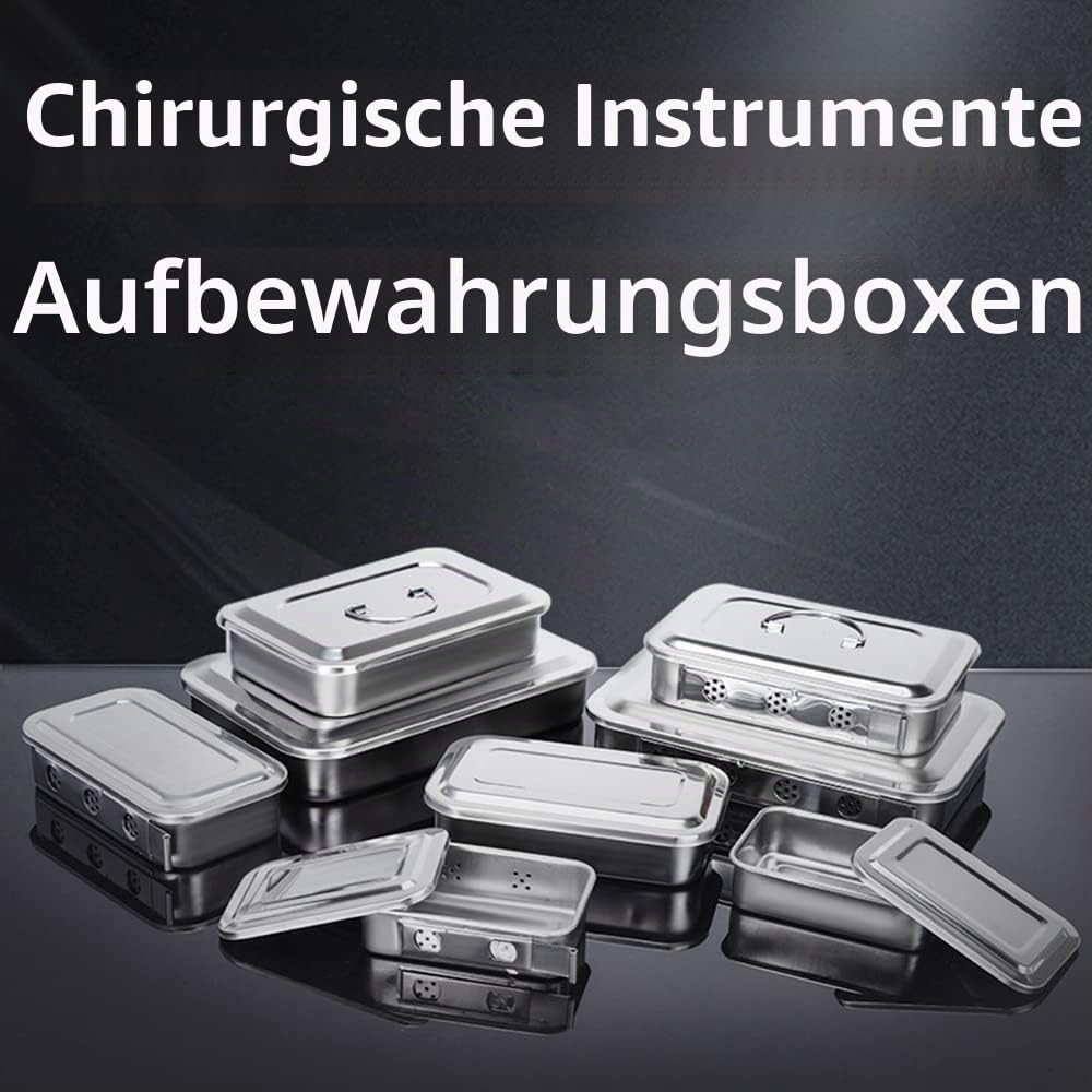 304 Edelstahl Medizinische Sterilisator Box Chirurgische Instrumente Aufbewahrungsboxen für professionelle Chirurgie, Tierärzte, Schönheitssalon, Zahnarztgebrauch (20,3 cm (mit Löchern))