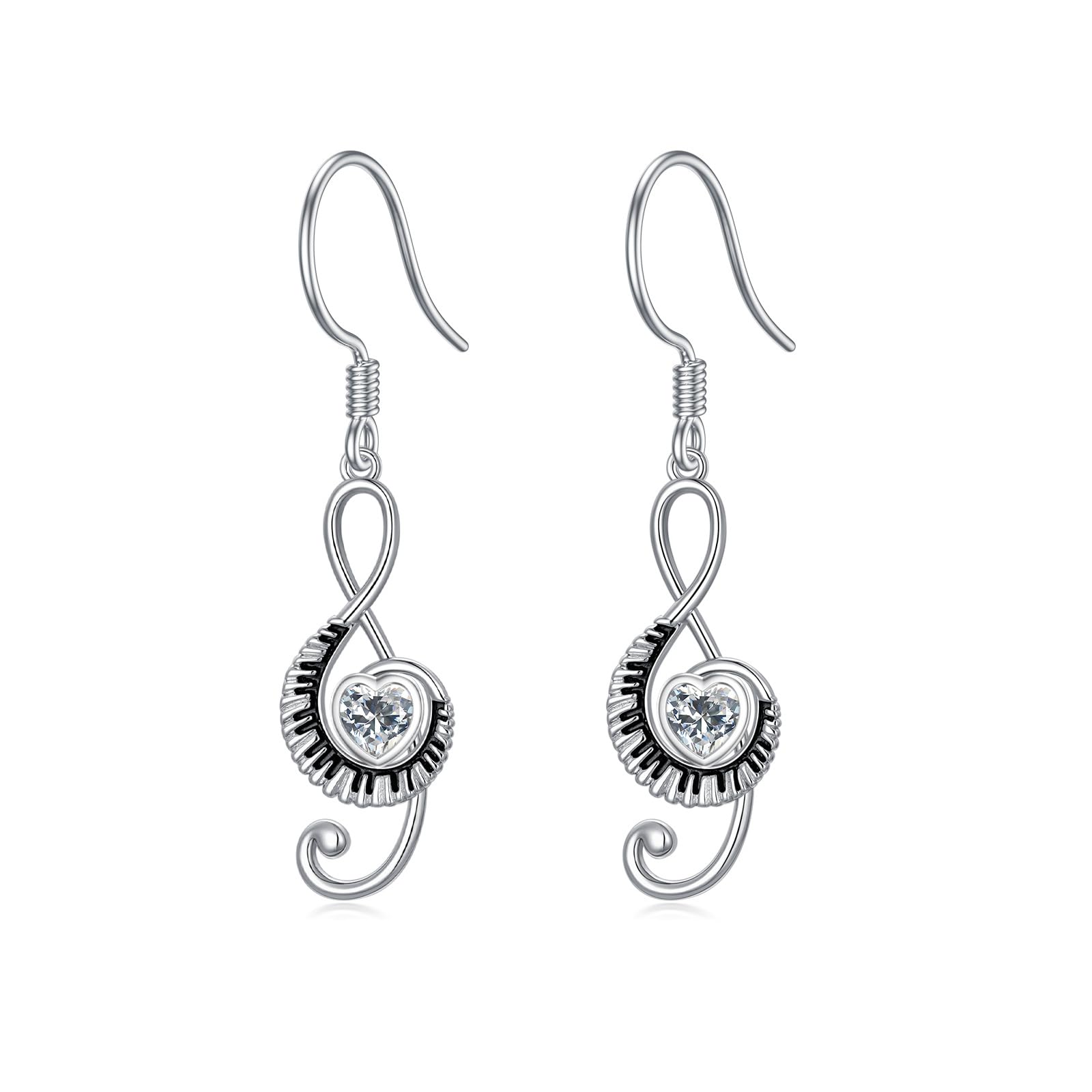 PROESS Orecchini a forma di pianoforte, in argento Sterling 925, con musica e pianoforte, idea regalo per le donne
