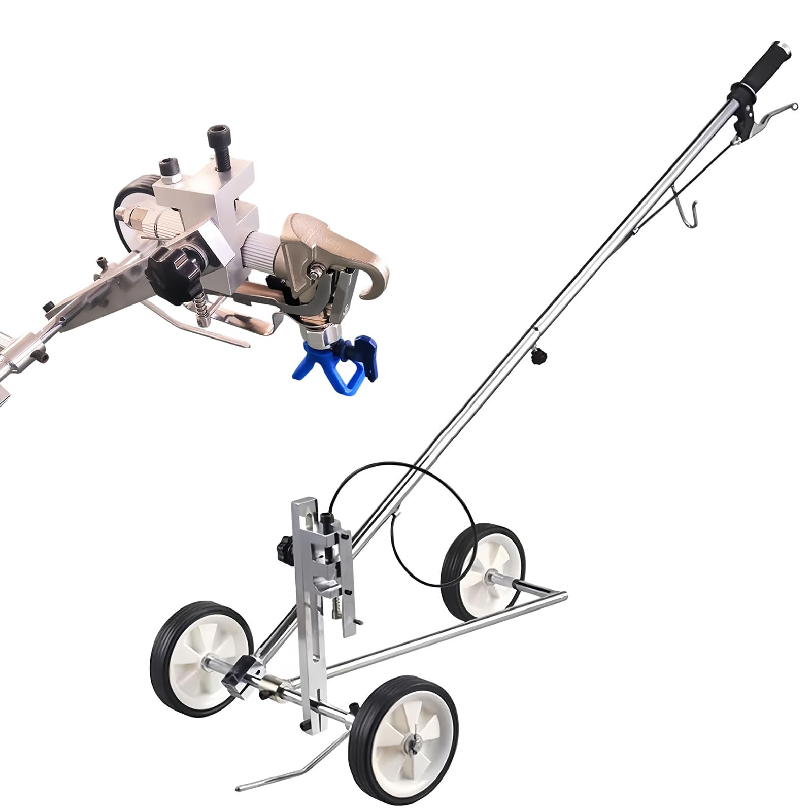 Hand Push Cold Paint Line Striper, Airless Striping Line Marking Machine with Sprayer-Gun & 5 Nozzles, Parking Lot Striping Machine, Line Marker for