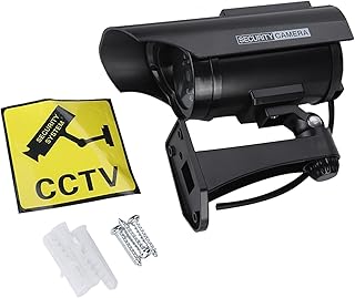 juqing-6869 Solar Security Camera Outdoor New Solar Powered Camera Outdoor CCTV Surveillance Security Camera LED Record Solar Simulation Monitoring (Black/Silver) Solar Rechargeable Battery Powered