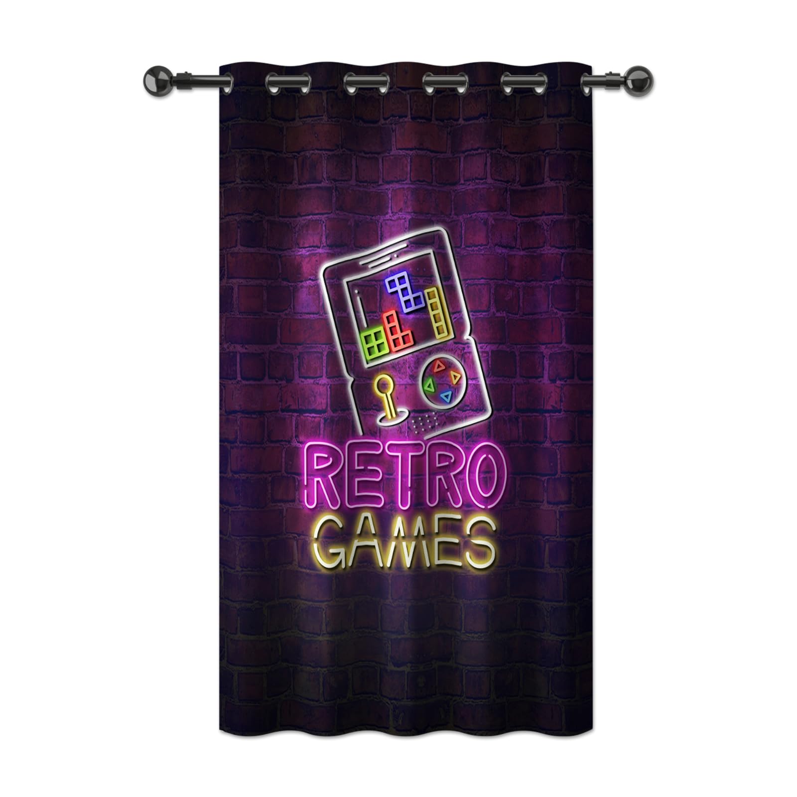 YONGFOTO Cortina Gaming Oscuranti Neon Retro Gamepad per Camera Bambini 140x229 cm