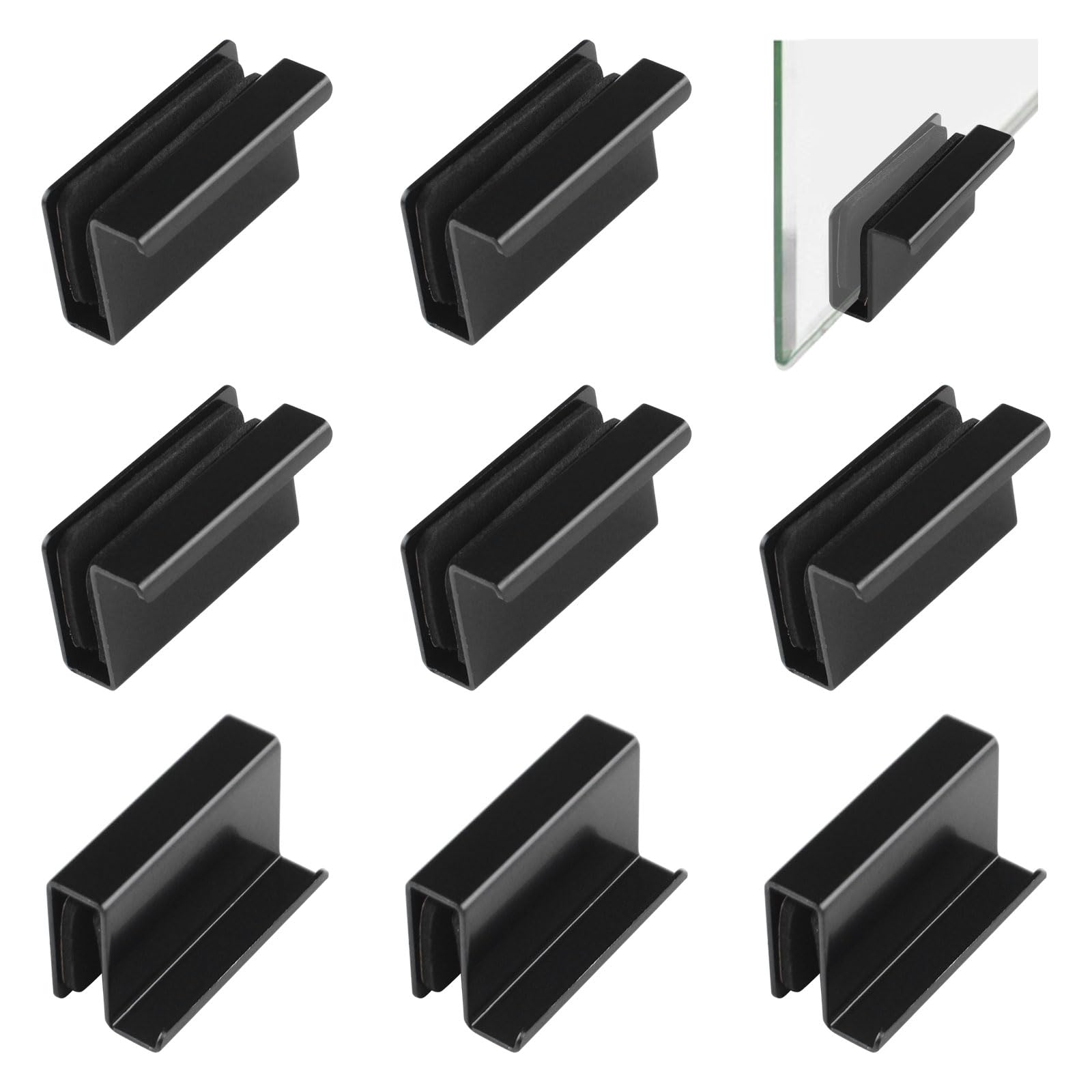 UFURMATE 8Pcs Glass Finger Edge Pull Cabinet Finger Pull Handle Glass Door Clips Cabinet Latch Clamp Concealed Handle for Display Glasscase Door (Black)