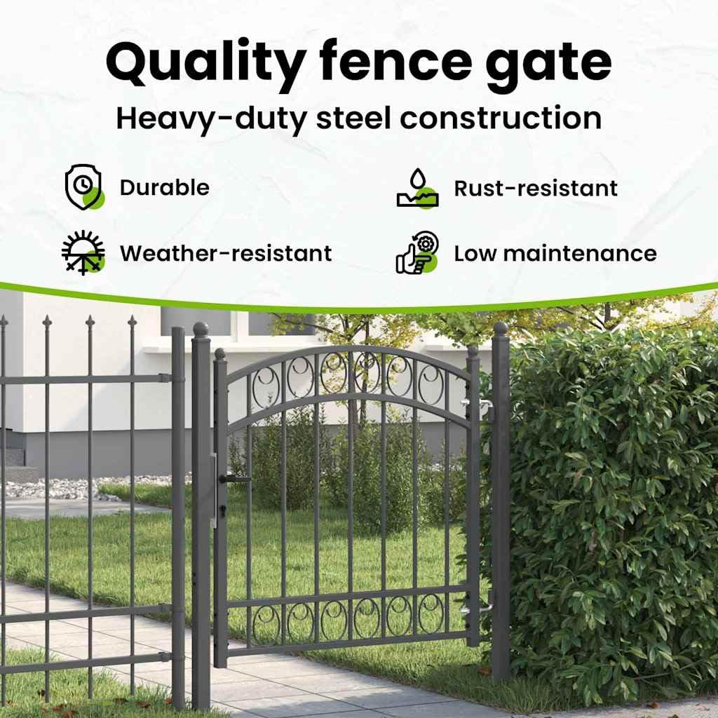 vidaXL Cancello per recinzione EMMEN 100 x 100 cm, Sicurezza per Giardino e Terrazza, Cancello in Acciaio Moderno, Barriera Resistente, Montaggio Facile