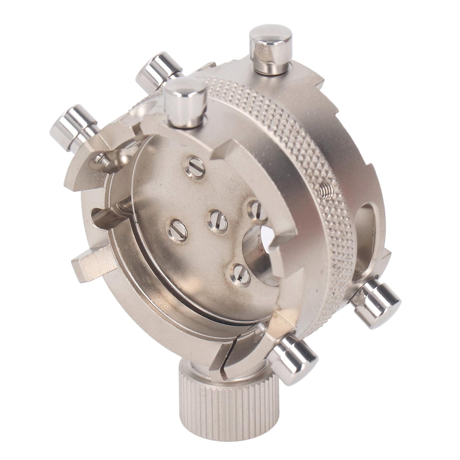 Soporte de movimiento de reloj de acero inoxidable para movimiento 7750, herramienta de ajuste de fijación segura con tornillos de tope y columnas de latón para relojeros