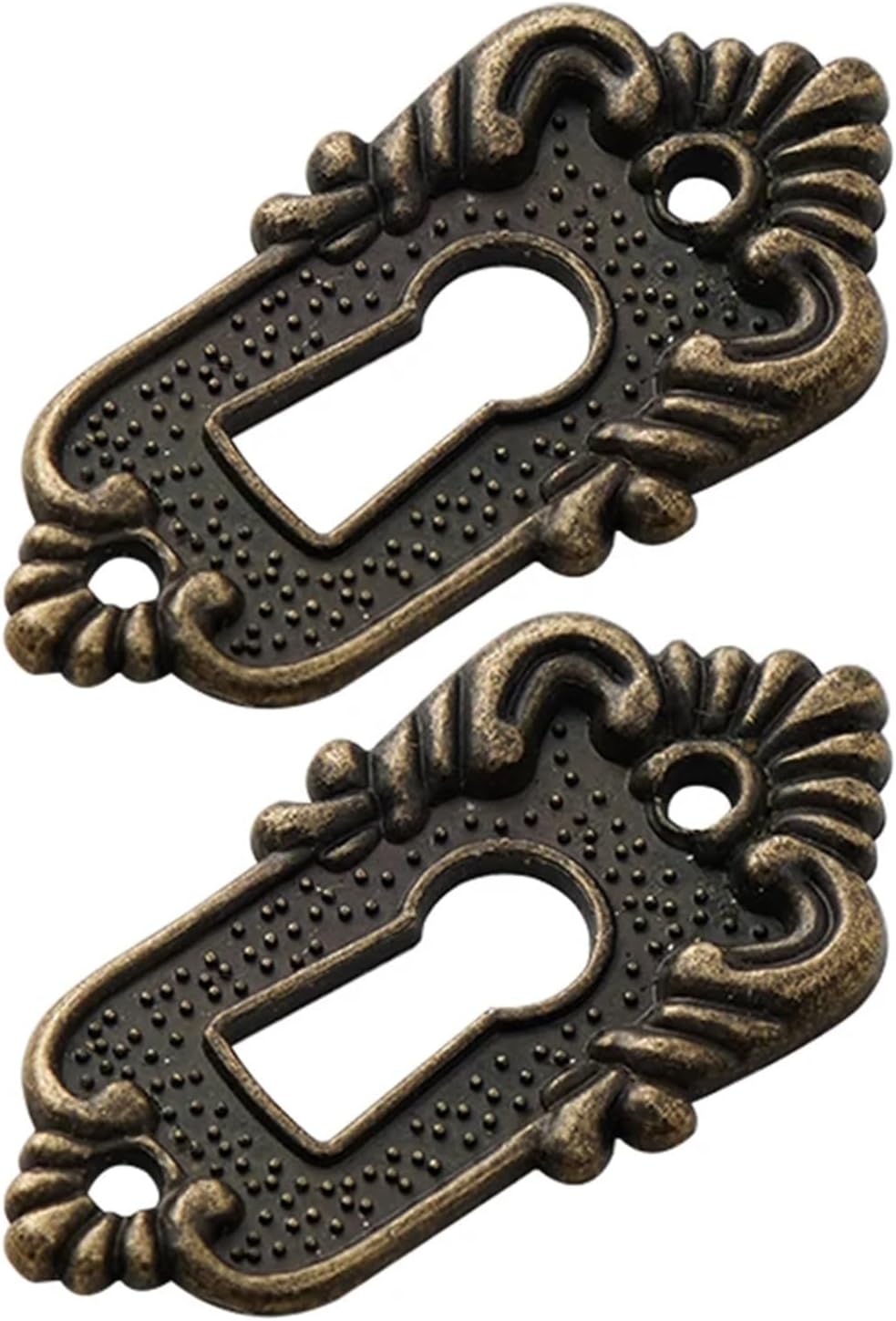 2Pcs Vintage Keyhole Cover Drawer Key Escutcheon Piece Corner Stick Classic Decorative Code Lock Alloy 45x23mm(Antique Bronze)